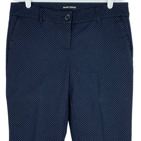 Hilary Radley Women's Navy Polka Dot Stretch Cotton Cropped Pants Size 8 - Picture 3 of 10